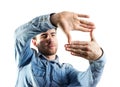 Young man making hand frame gesture Royalty Free Stock Photo