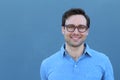 Young man man wearing glasses portrait with copy space Royalty Free Stock Photo