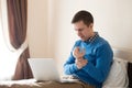 Young man massaging his arm Royalty Free Stock Photo