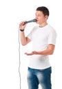 Young man with microphone Royalty Free Stock Photo