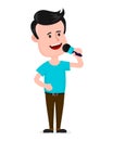 Young man with microphone singing Royalty Free Stock Photo
