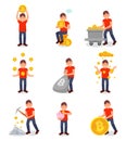 Young man mining bitcoin digital money set, cryptocurrency mining technology concept vector Illustrations on a white Royalty Free Stock Photo