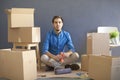 Young man moving new home Royalty Free Stock Photo