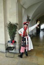 A young man in national Polish costume in Krakow