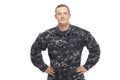 Young man in navy uniform with hands on hips Royalty Free Stock Photo