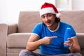 Young man in network marketing and christmas concept Royalty Free Stock Photo