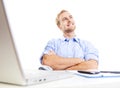 Young man at office daydreaming Royalty Free Stock Photo