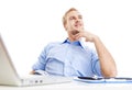 Young man at office daydreaming Royalty Free Stock Photo