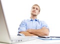 Young man at office thinking Royalty Free Stock Photo
