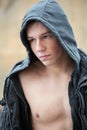 Young Man in Open Hooded Jacket Royalty Free Stock Photo
