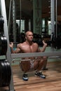 Young Man Performing Barbell Squats Exercise For Legs Royalty Free Stock Photo