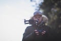 Young man piloting drone outdoor Royalty Free Stock Photo