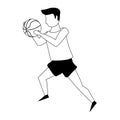 Young man playing basketball isolated in black and white Royalty Free Stock Photo