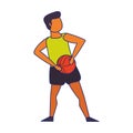 Young man playing basketball isolated blue lines Royalty Free Stock Photo