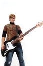 Young man playing bass guitar Royalty Free Stock Photo