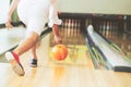 Young man playing bowling Royalty Free Stock Photo