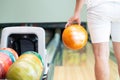 Young man playing bowling. Royalty Free Stock Photo