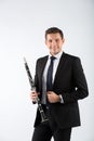 Young man playing the clarinet Royalty Free Stock Photo