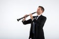 Young man playing the clarinet Royalty Free Stock Photo