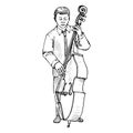 Young man playing double bass Royalty Free Stock Photo