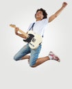 Young man playing on electro guitar Royalty Free Stock Photo