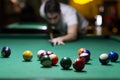 Young man playing pool in pub Royalty Free Stock Photo