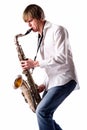 Young man playing the saxophone Royalty Free Stock Photo