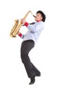 Young man playing on saxophone Royalty Free Stock Photo