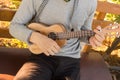 young man playing ukulele Royalty Free Stock Photo