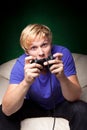 Young man playing video games