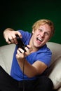 Young man playing video games