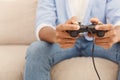 Young man playing video games at home Royalty Free Stock Photo