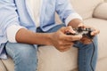 Young man playing video games at home Royalty Free Stock Photo