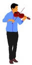 Young man playing violin . Musician artist amusement public. Royalty Free Stock Photo