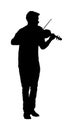 Young man playing violin silhouette. Musician artist amusement public. Royalty Free Stock Photo