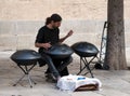 Young man plays drums in Granada, Andalusia, Spain, Espana