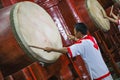 Young Man Plays Old Chinese Drum