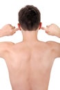 Young Man plug the Ears Royalty Free Stock Photo