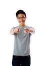 Young man pointing finger at you Royalty Free Stock Photo