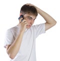 Young man portrait talking on a phone