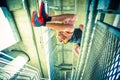 Young man practice parkour jump in the city Royalty Free Stock Photo