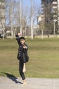 Man practicing Kung Fu in the park Royalty Free Stock Photo