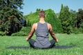 Healthy Lifestyle. Man practicing yoga outdoors sitting back doing meditation calm Royalty Free Stock Photo