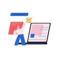 Young man programmer working with web codes and sending emails Royalty Free Stock Photo