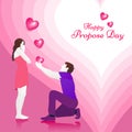 Young man proposing his girlfriend on propose day during valentine week. Beautiful romantic background of lovable couple. Royalty Free Stock Photo