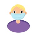 A young man in a protective medical mask.The teen is protected from the virus.Protection from viruses and diseases.The young man