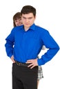 Young man protects the woman Royalty Free Stock Photo