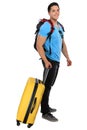 Young man pulling bag luggage travel traveling vacation holidays