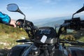 Young man on quad bike on a countryside trail. View from a quad bike. Royalty Free Stock Photo