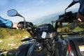 Young man on quad bike on a countryside trail. View from a quad bike. Royalty Free Stock Photo